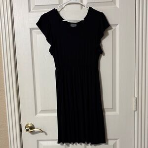 Olivia Rae Classic Black Flutter Sleeve Midi Dress